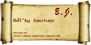 Béky Jusztusz névjegykártya